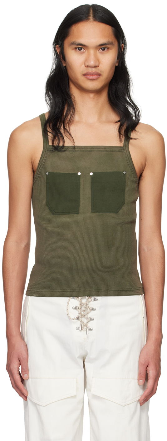 Tankkitoppi Dion Lee Pocket Ribbed Tank Top Vihreä | C3165PS24