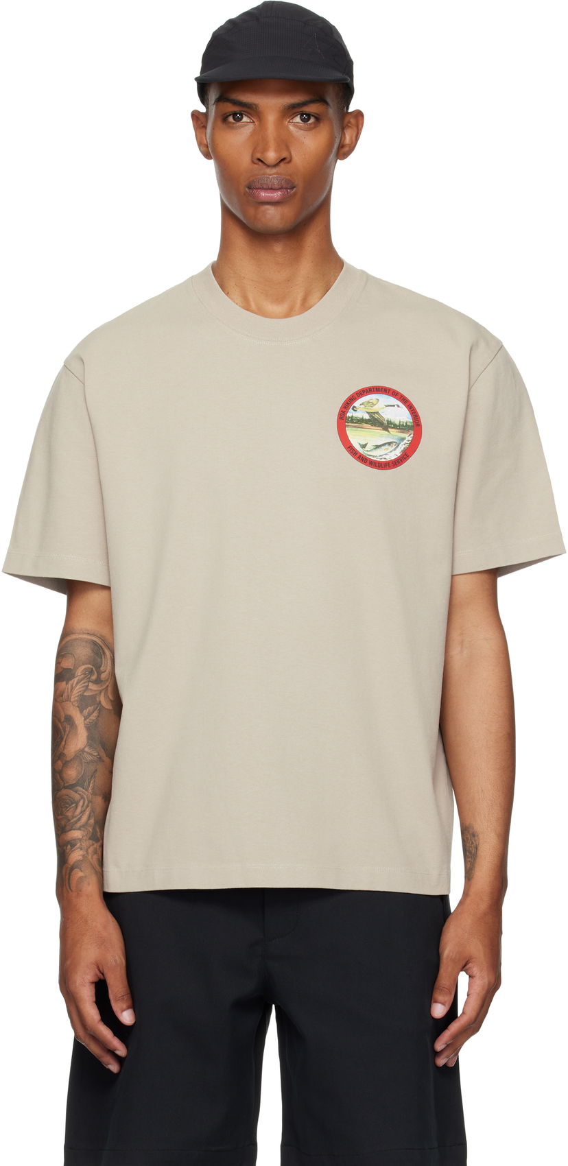 T-paita ROA ROA Division Graphic T-Shirt Beige | RBMW0433JY38