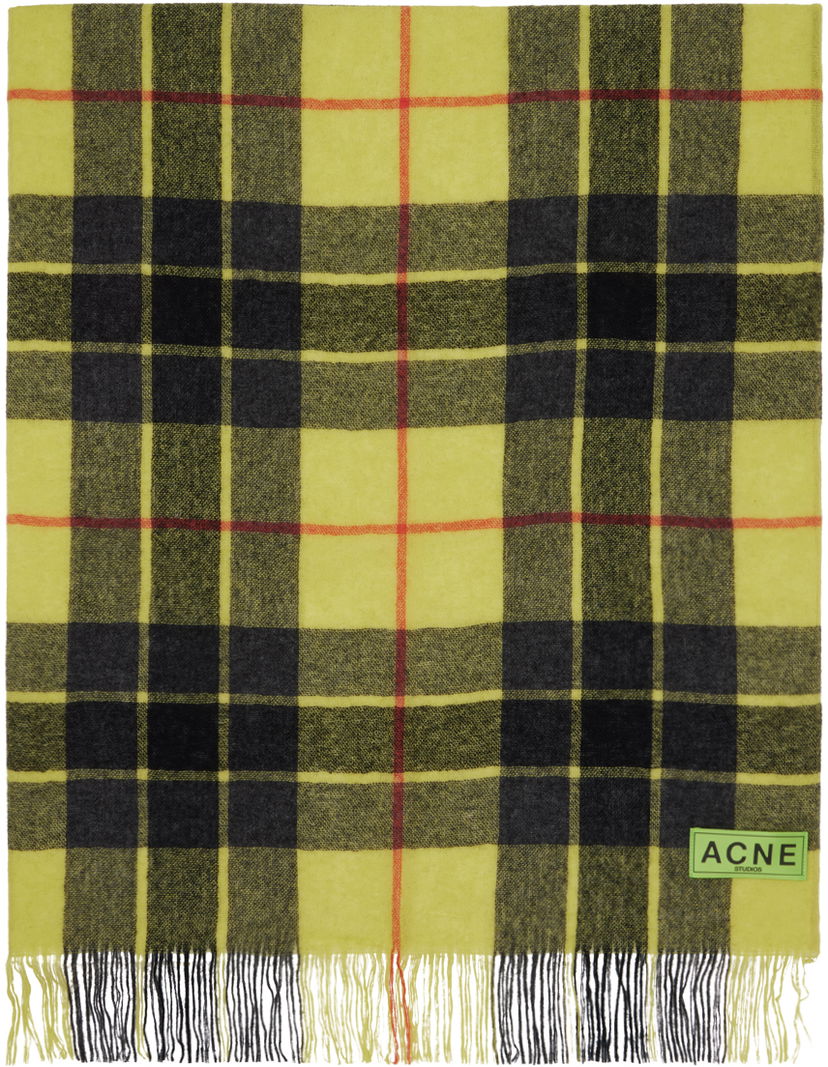 Huivi Acne Studios Check Fringe Scarf Keltainen | CA0312-