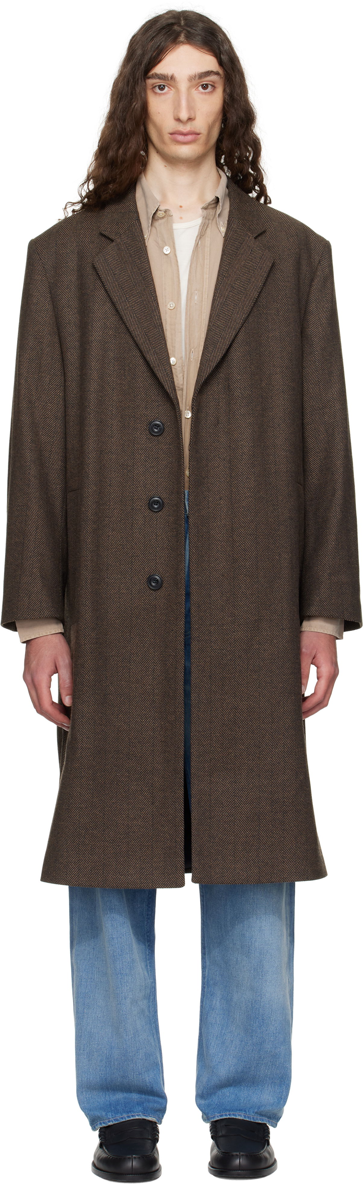 Takit BOSS Hugo Regular Fit Concealed Closure Coat Ruskea | 50542695, 0
