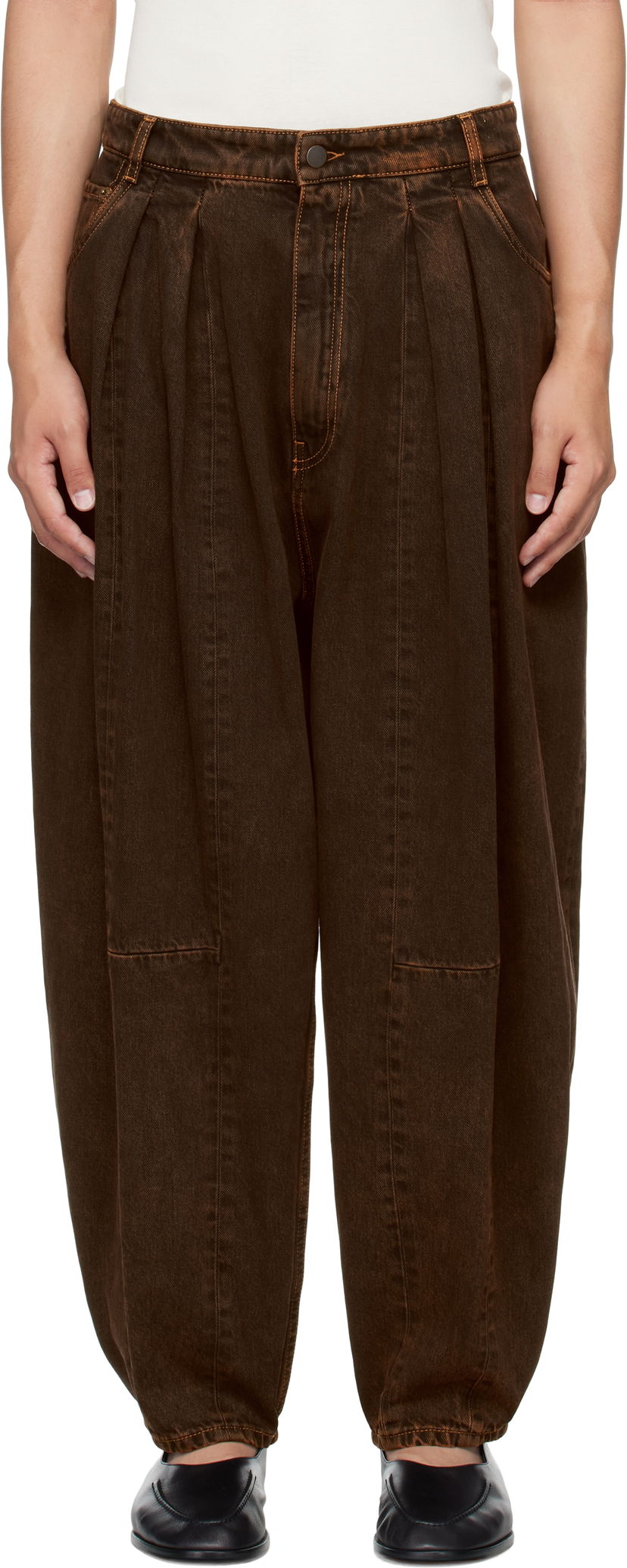 Housut HED MAYNER Hed Mayner Pleated Denim Trousers Ruskea | HMMB67030A-HB252