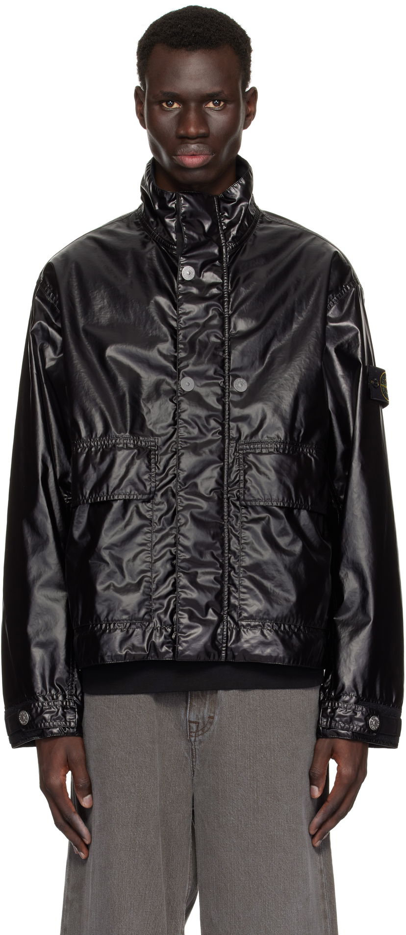 Tuulitakki Stone Island Stone Island Mussola Gommata-TC Jacket Musta | K1S15 4100016 S0022