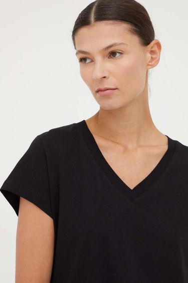 T-paita Samsoe Samsoe Samsoe Samsoe SOLLY V-Neck T-Shirt Musta | F00012028, 2