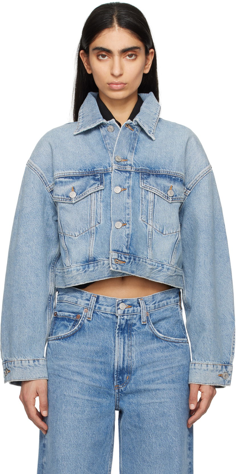 Jeans AGOLDE AGOLDE Palmer Cropped Denim Jacket Sininen | A5047-1601