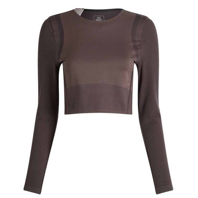 Crop top On Running Studio Knit Long Sleeve Crop Top Ruskea | 1WF10263573