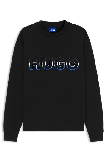 Huppari BOSS Cotton-terry sweatshirt with ombré logo embroidery Musta | 50549148