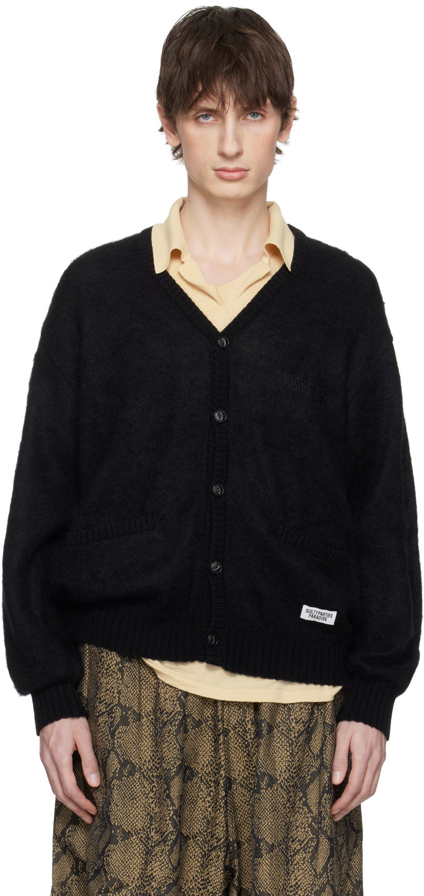 Villapaita WACKO MARIA WACKO MARIA Mohair Knit Cardigan Musta | 25SS-WMK-KN06