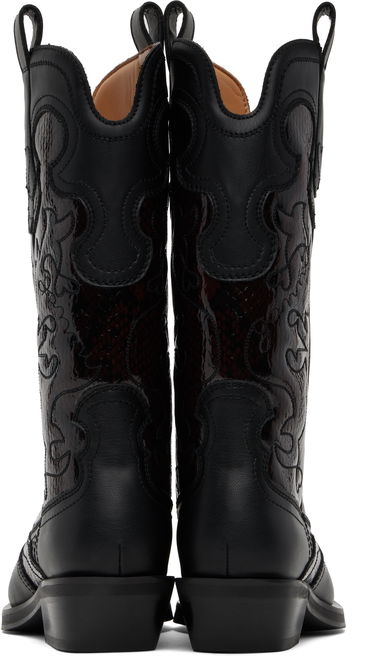Vaatteet GANNI GANNI Mid Shaft Embroidered Western Boots Musta | S2857, 1