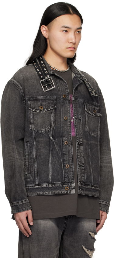 Takki We11done We11done Belted Collar Denim Jacket Musta | WD-DJ0-25-315-U-BK, 1