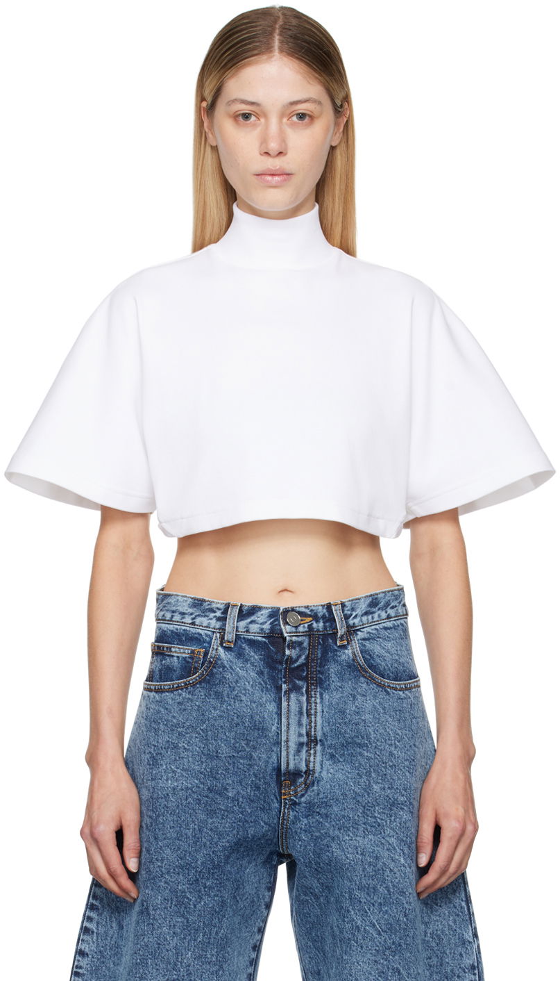 T-paita Alaïa ALAÏA White Highneck T-Shirt Valkoinen | AA9H04556J068