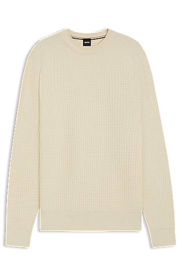 Villapaita BOSS Mixed-Structure Sweater Beige | 50545283