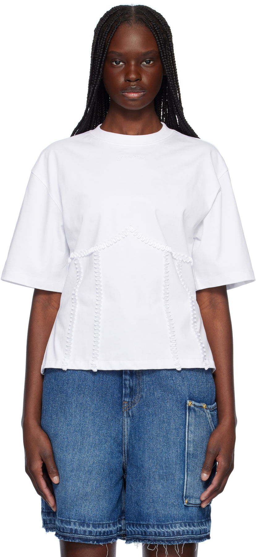 T-paita GANNI Ganni Cotton Tie Back T-Shirt Valkoinen | T4149