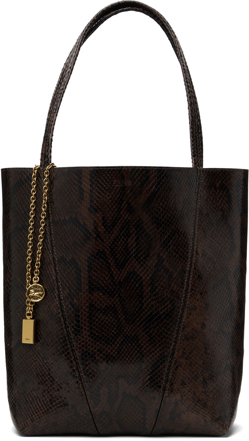 Kangaskassi CHLOÉ Chloé 'Spin' Snakeskin Tote Ruskea | CH25US811P20