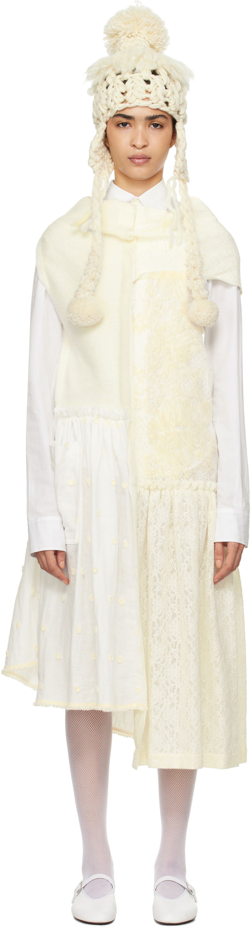 Mekko Comme des Garçons Comme Des Garçons Paneled Midi Dress Valkoinen | TN-O004-051