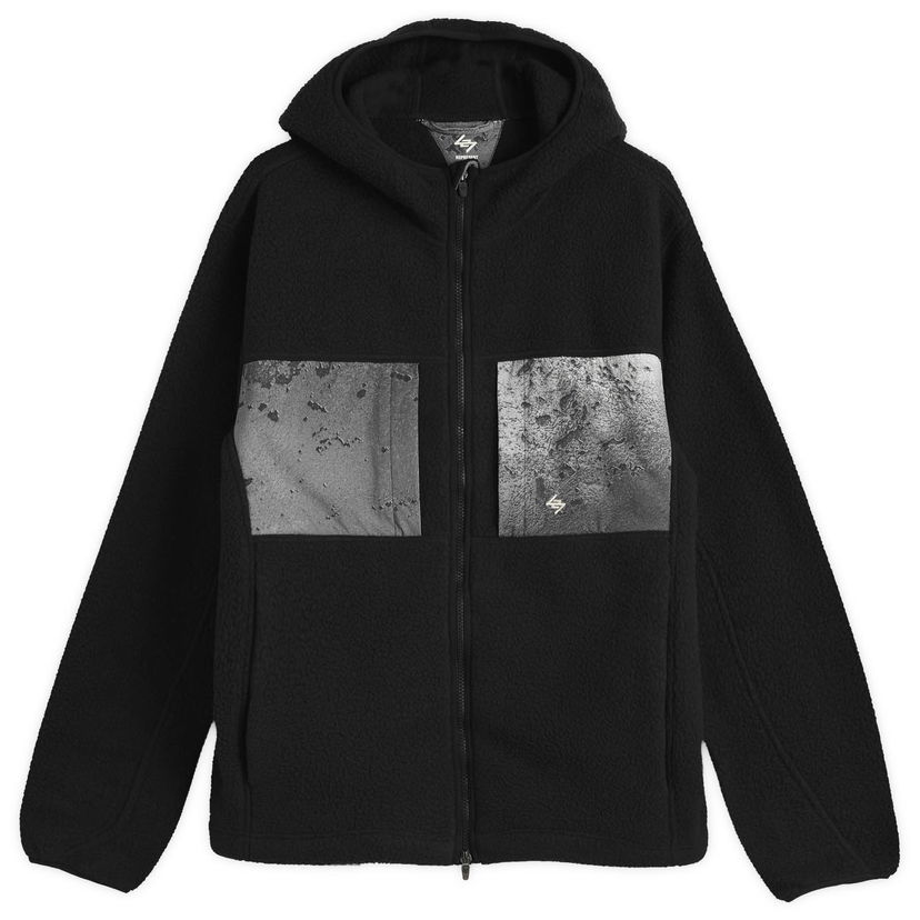 Huppari Represent Clo 247 Borg Fleece Hooded Full-Zip Jacket with Textured Chest Pockets Musta | 247M100015-01