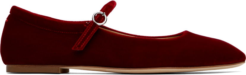 Vaatteet Aeyde Aeyde Uma Velvet Mary-Jane Ballerina Flats Punainen | A11-FL-RAZS08FL-223-406-004