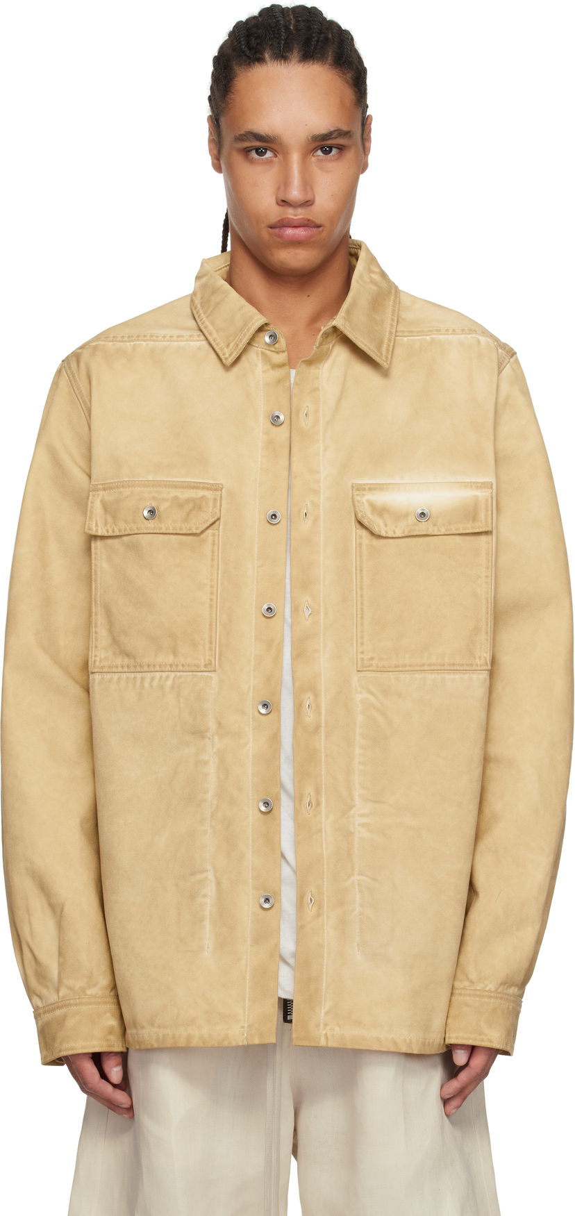 Paita Rick Owens Rick Owens DRKSHDW Hollywood Organic Cotton Overshirt Beige | DU01E3755 CVS