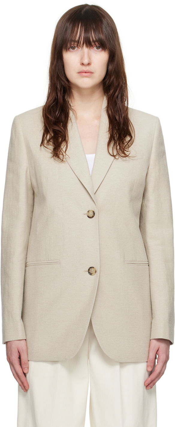 Takki TOTEME Women's Tailored Single-Breasted Blazer Beige | 243-WRZ869-FB0196