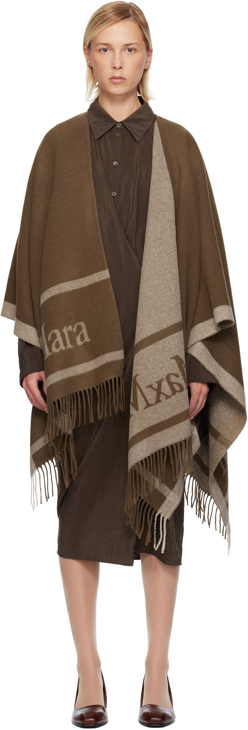 Huivi Max Mara Hilde Poncho Scarf Ruskea | 2524546071600