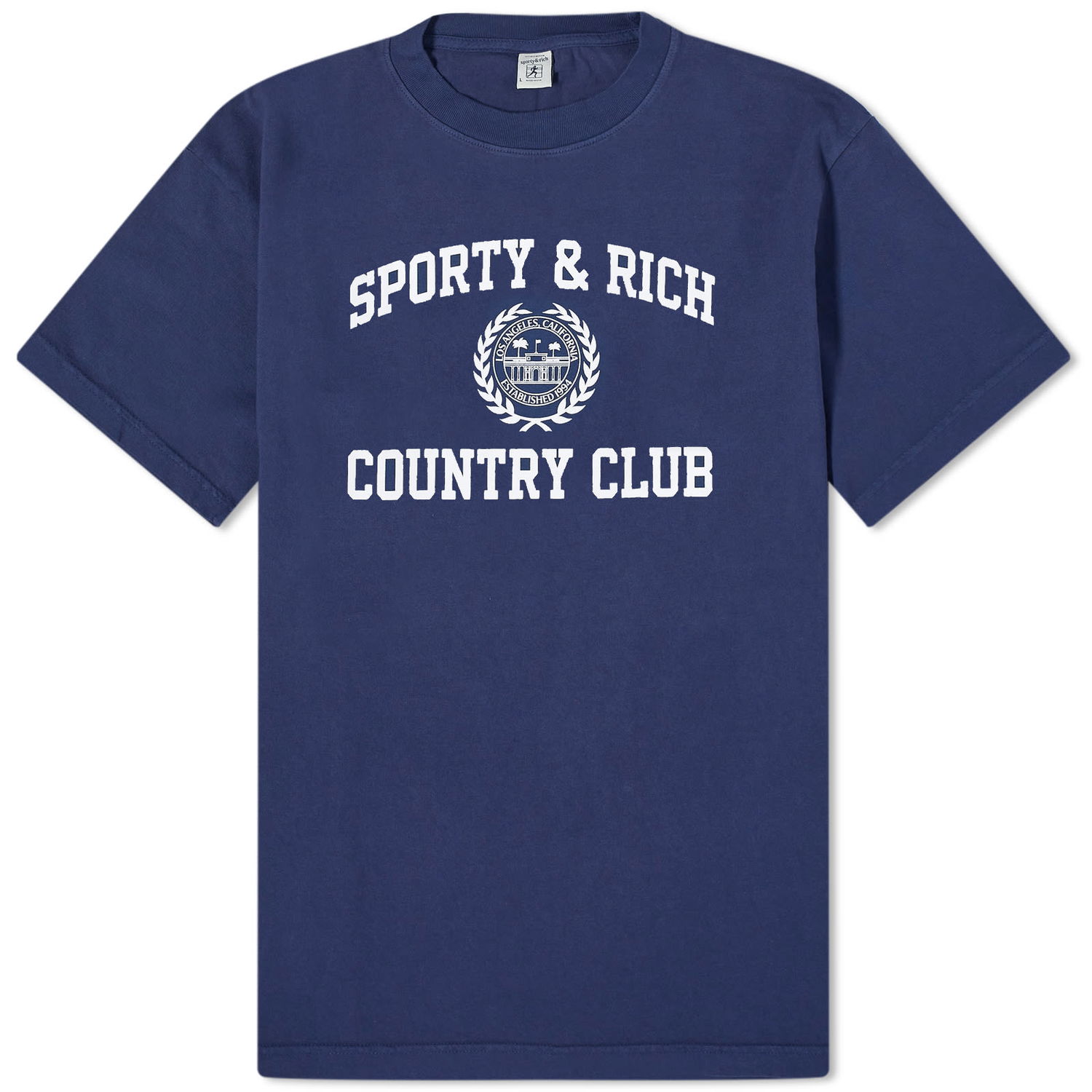 T-paita Sporty & Rich Varsity Crest T-Shirt Tummansininen | TSAW2353NA, 0