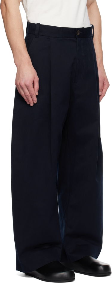 Housut Studio Nicholson Studio Nicholson Pleated Wide-Leg Trousers Tummansininen | SORTE SNM - 1248, 1