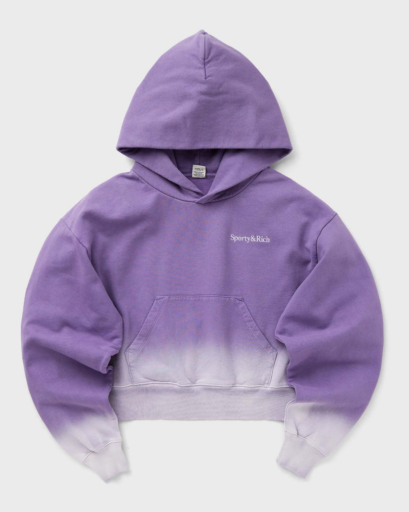 Huppari Sporty & Rich Dip Dye Cropped Hoodie With Logo Embroidery Violetti | WS070S413SD