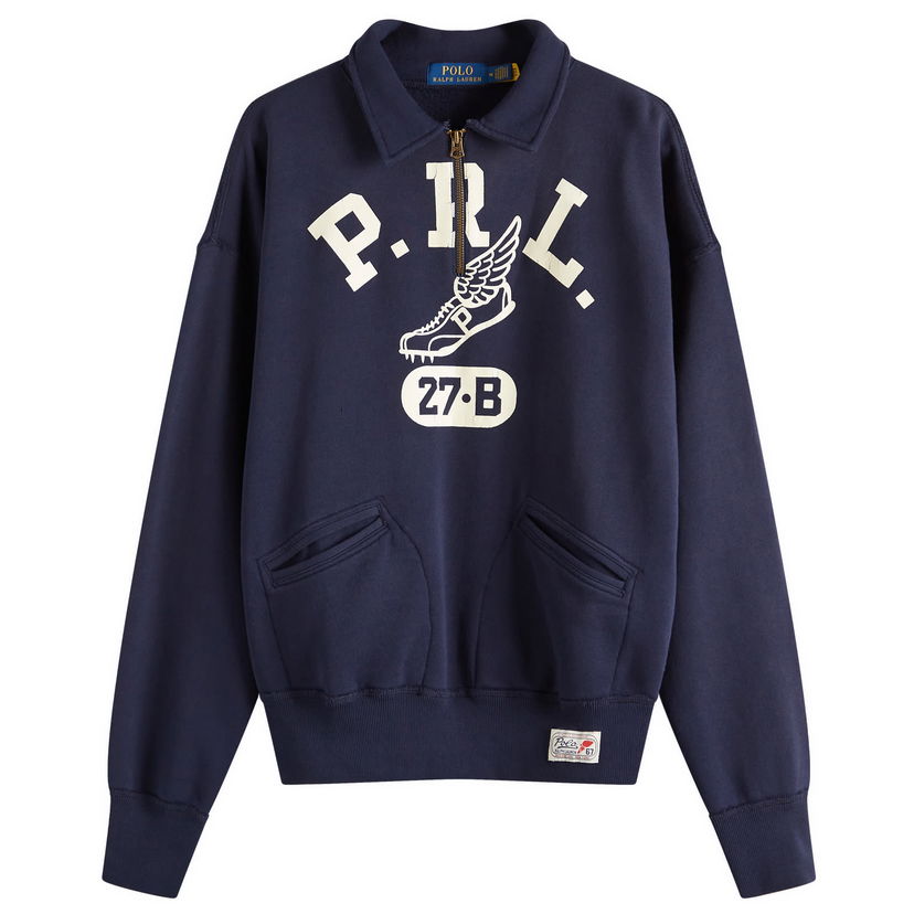 Huppari Polo by Ralph Lauren Ralph Lauren PRL Run Club Half Zip Sweatshirt, Size Large Tummansininen | 710964985001