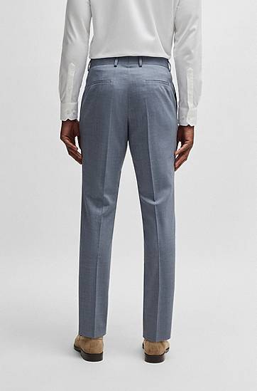 Housut BOSS Patterned Virgin-Wool Blend Formal Trousers Sininen | 50540713, 1
