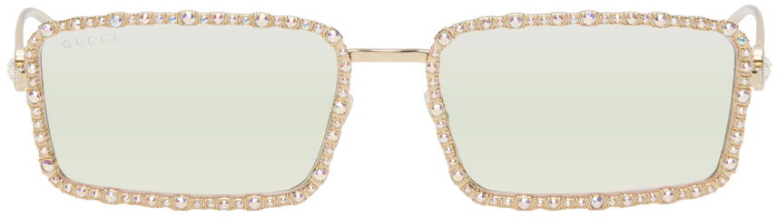 Aurinkolasit Gucci Gold Rectangular Sunglasses Metallinen | GG1568S, 0