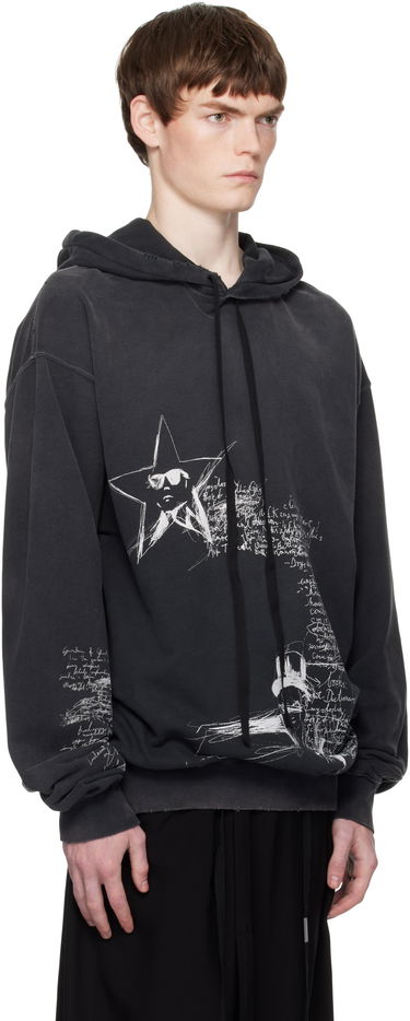 Huppari Ann Demeulemeester Ann Demeulemeester Olly Sketchbook High-Comfort Hoodie Musta | B0012870-FA639-098, 1