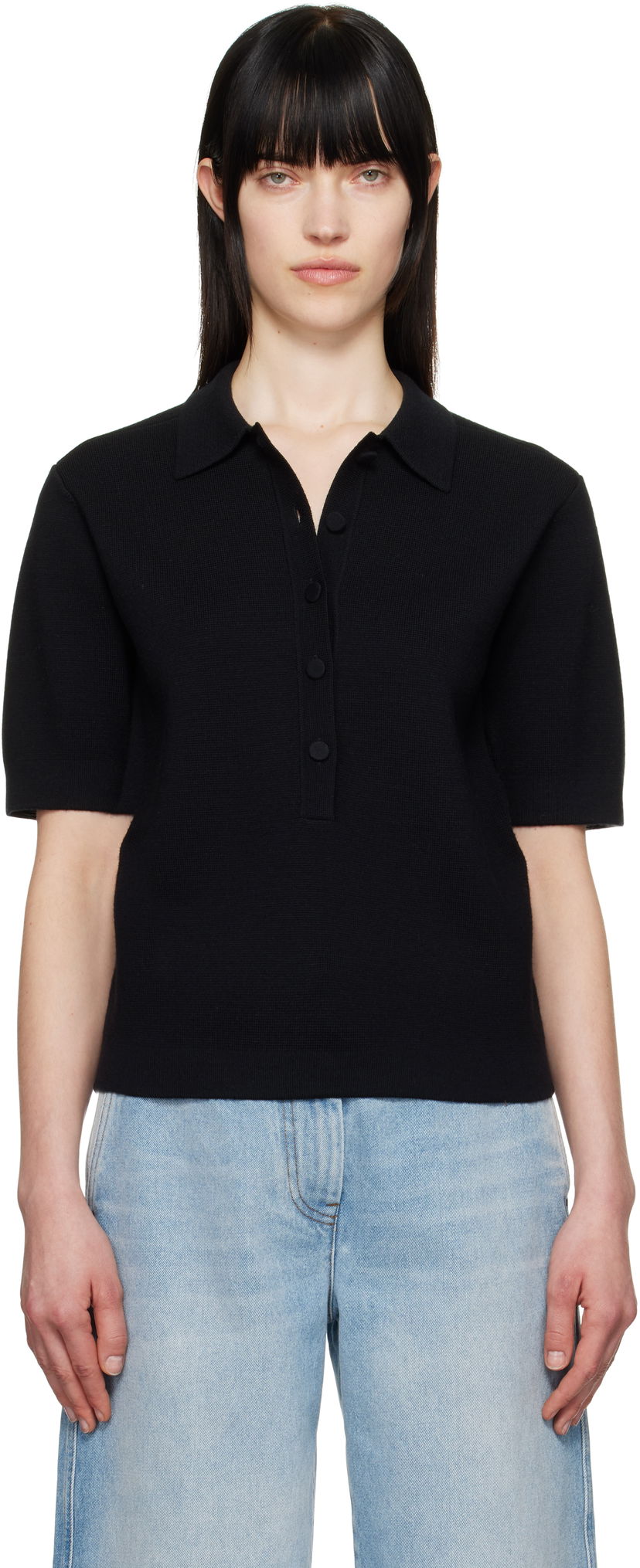 Poolopaita Dries Van Noten Dries Van Noten Merino Polo Musta | 251-011203-1700