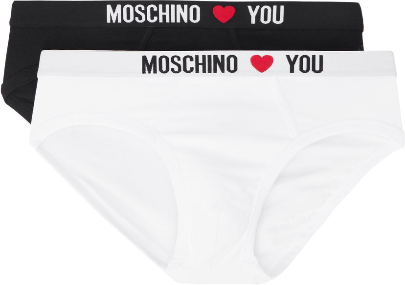 Pikkuhousut Moschino Moschino 'My Valentine' Two-Pack Briefs Valkoinen | 251V11310 4402 1555