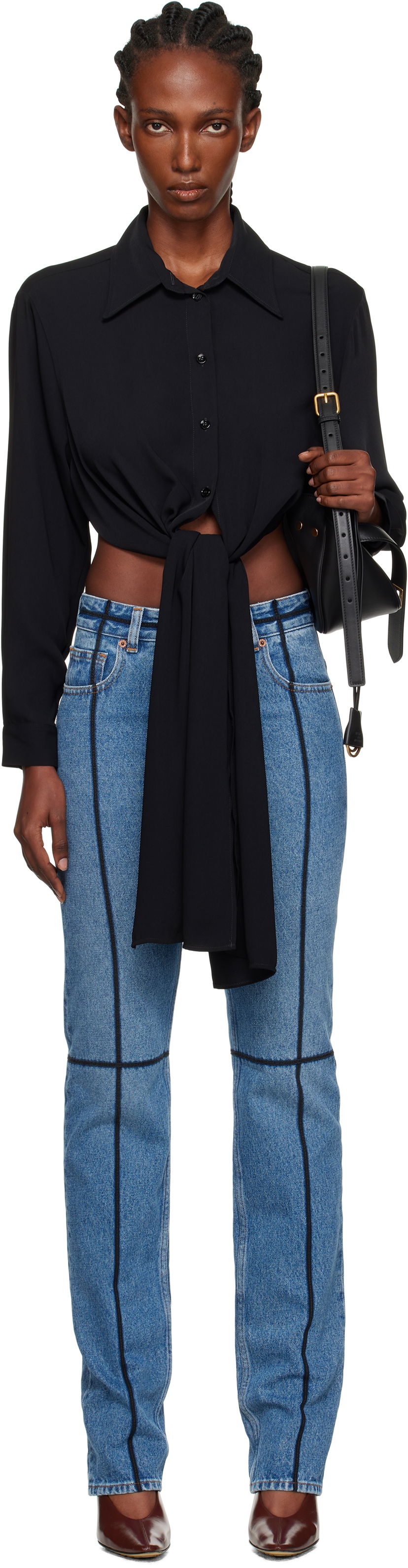 Paita Maison Margiela MM6 Maison Margiela Dual-Wear Tie Front Shirt Musta | S52DT0049 S43455
