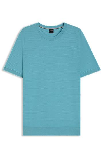 T-paita BOSS BOSS Mixed Structure Knit Sweater Turkoosi | 50543161