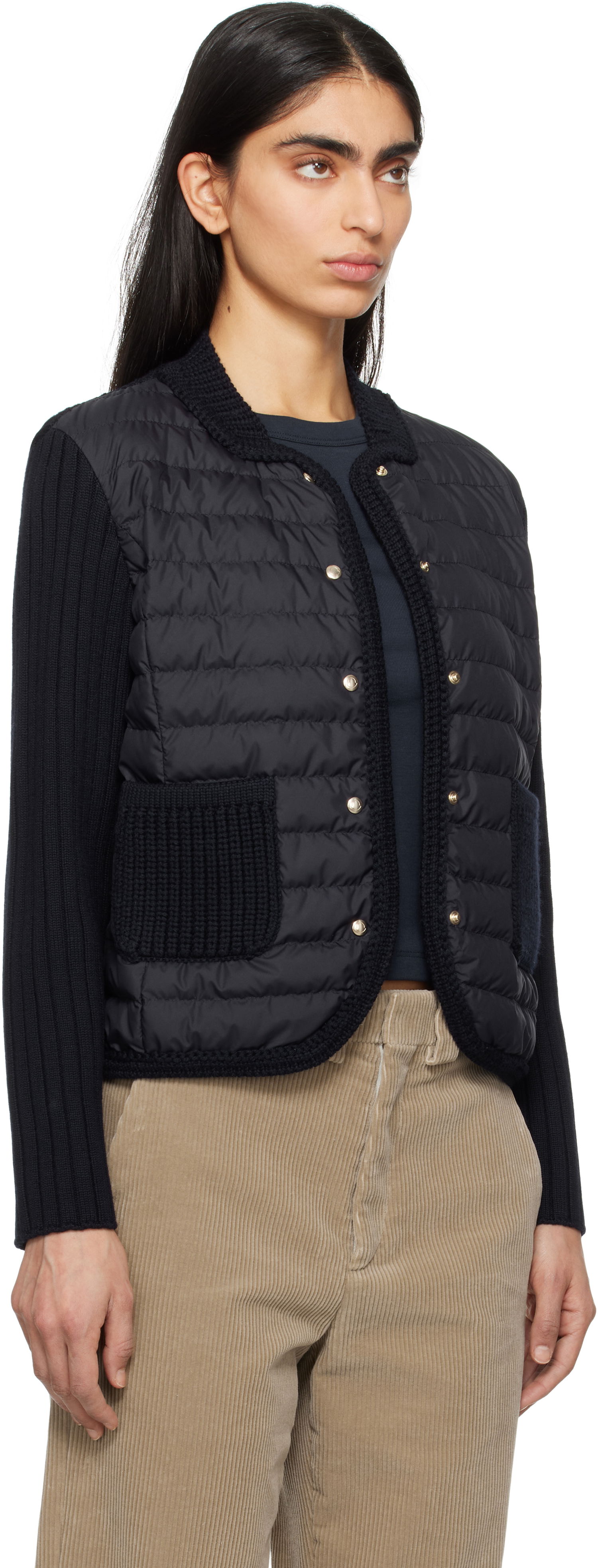 Villapaita Moncler Moncler Padded Wool Down Cardigan Musta | K10939B00013, 1