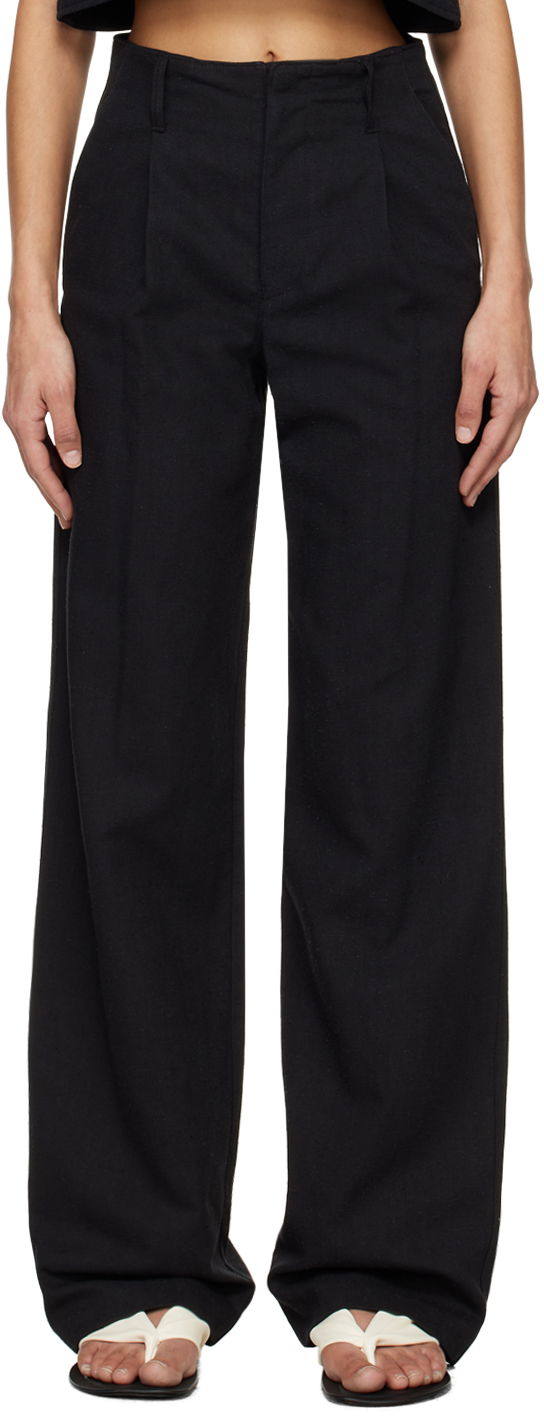 Housut Loulou de Saison Loulou de Saison Jiva Wide-Leg Trousers Musta | JIVA