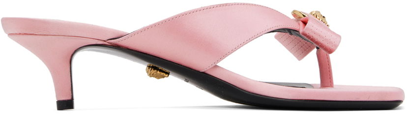 Asusteet Versace Versace Gianni Ribbon Low Satin Mules Vaaleanpunainen | 1013017_1A00619_1PG4V