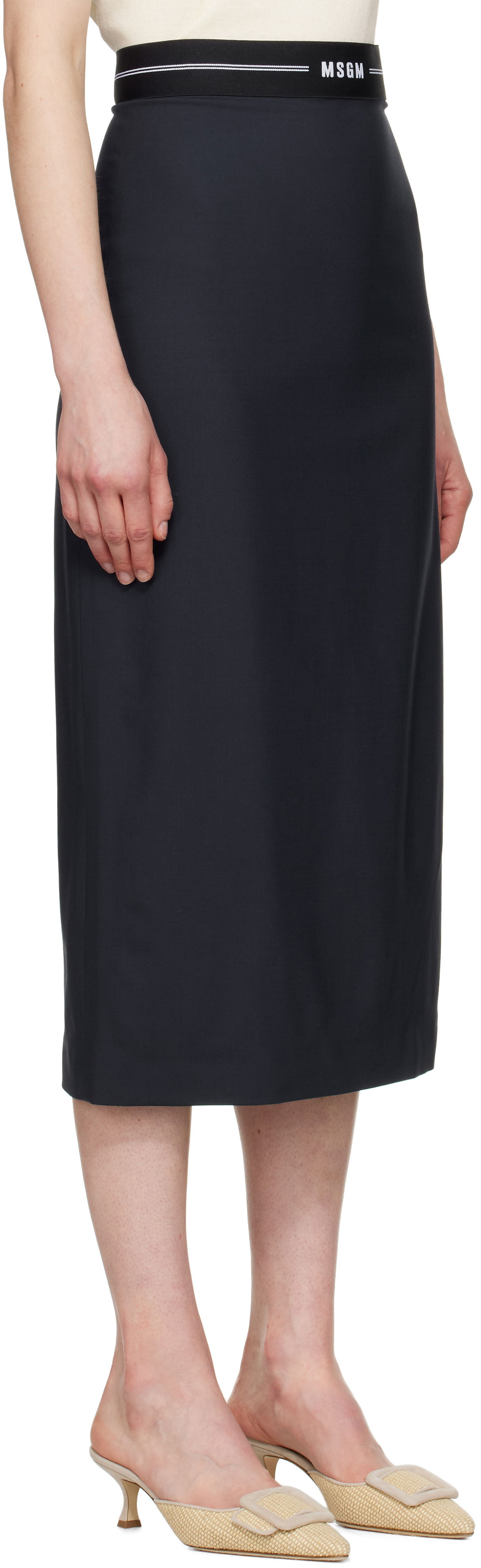 Hame MSGM MSGM Virgin Wool Midi Skirt Tummansininen | 3841MDD17 257127, 1