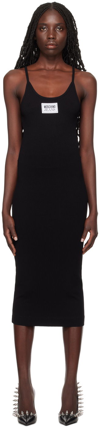 Mekko Moschino Moschino Jeans Patch Midi Dress Musta | 0417 3259