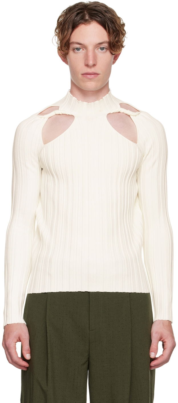 Villapaita Dion Lee Dion Lee Collarbone Cutout Ribbed Sweater Valkoinen | C7005F21