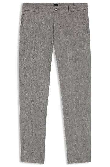 Housut BOSS Modern-Fit Wrinkle-Resistant Stretch Dobby Trousers Harmaa | 50546914