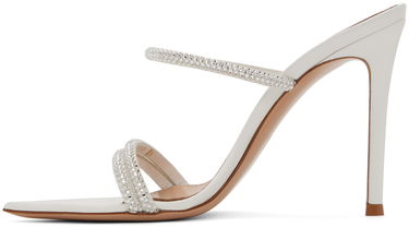 Tennarit ja kengät Gianvito Rossi Cannes Crystal-Embellished Satin Heeled Sandals Valkoinen | G16090.15RIC.XCN, 2
