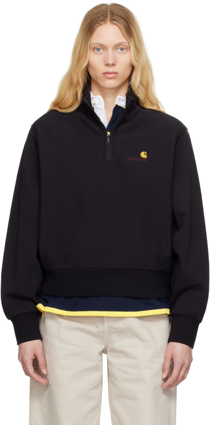 Villapaita Carhartt WIP American Script High Neck Sweatshirt Musta | I033827 89XX