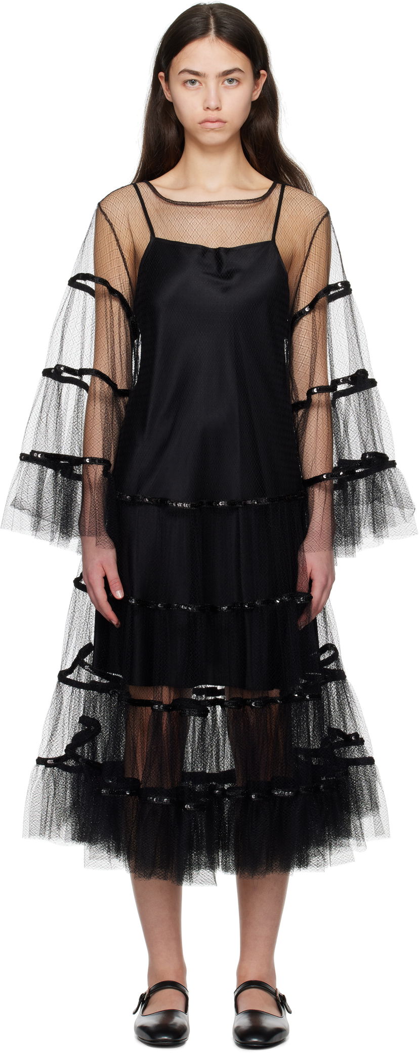 Mekko Bode Bode Swan Midi Dress Musta | WRS25DR030