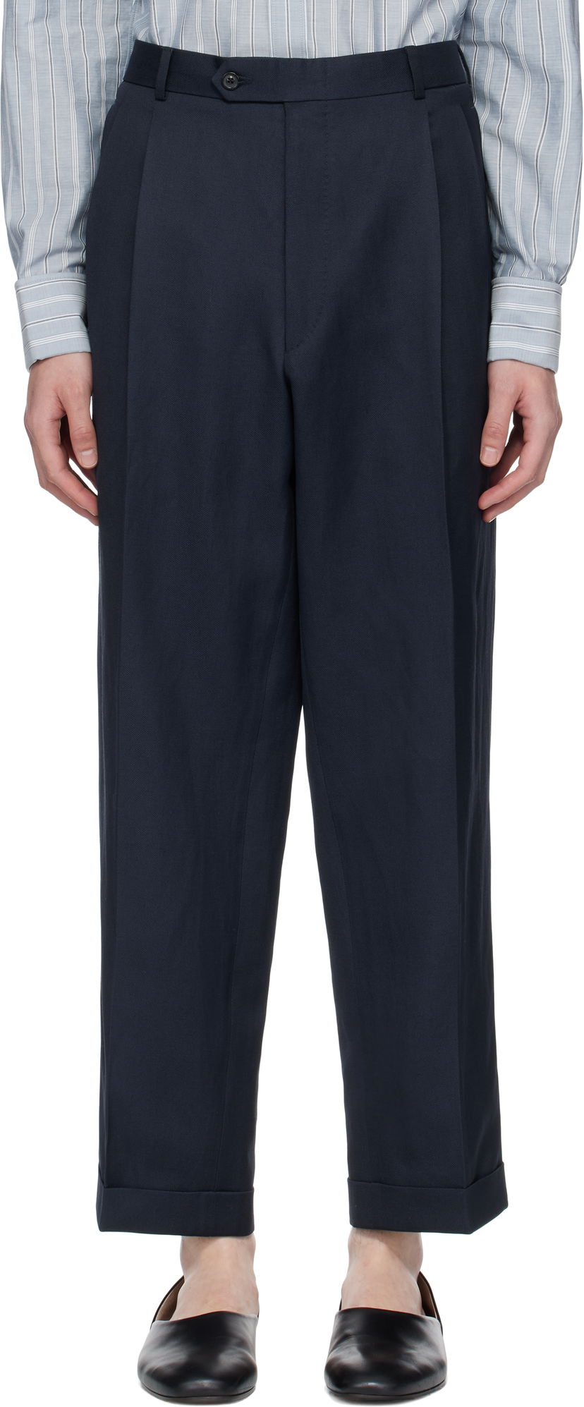 Housut Maison Margiela Maison Margiela Turn-up Trousers Tummansininen | S50KA0669 M35287