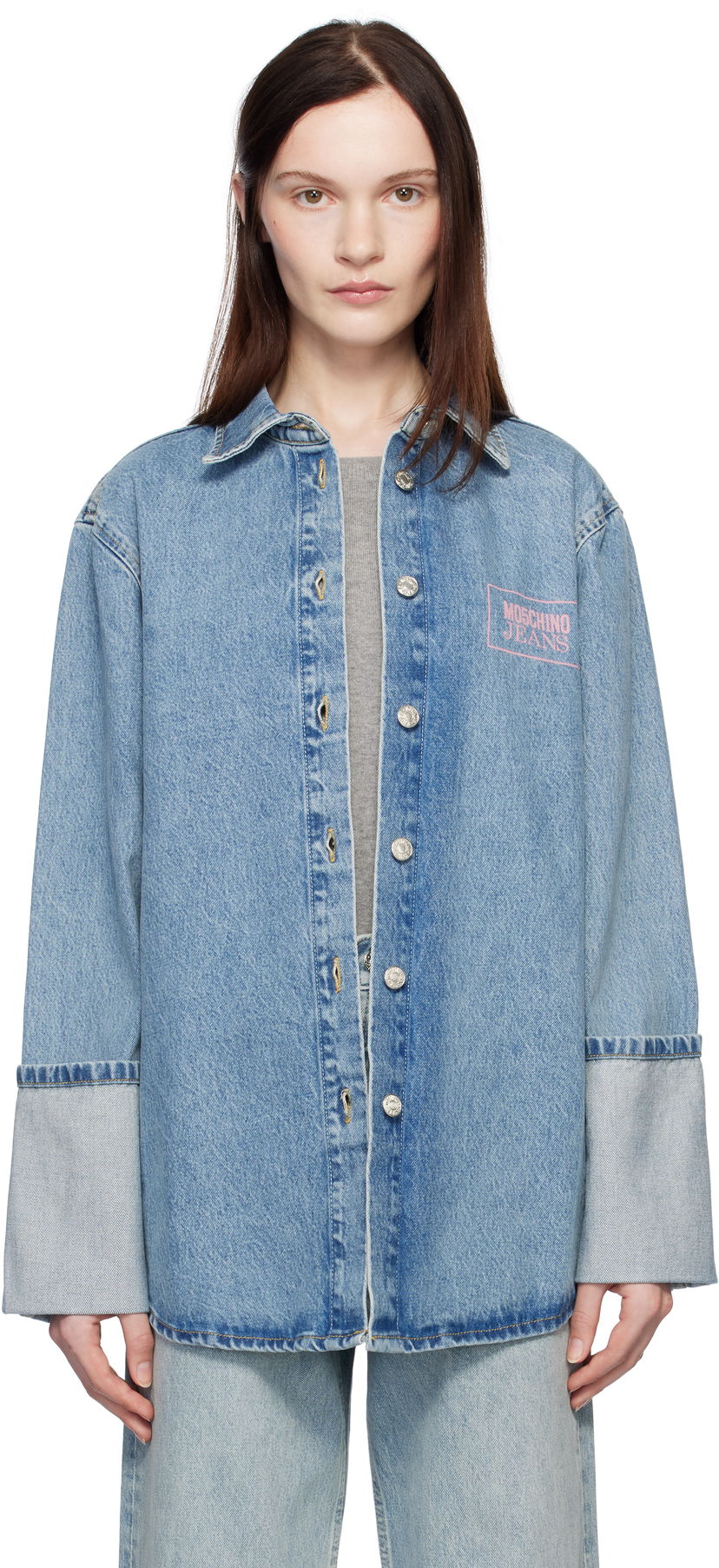 Paita Moschino Jeans Oversized Denim Shirt Sininen | 251K10216