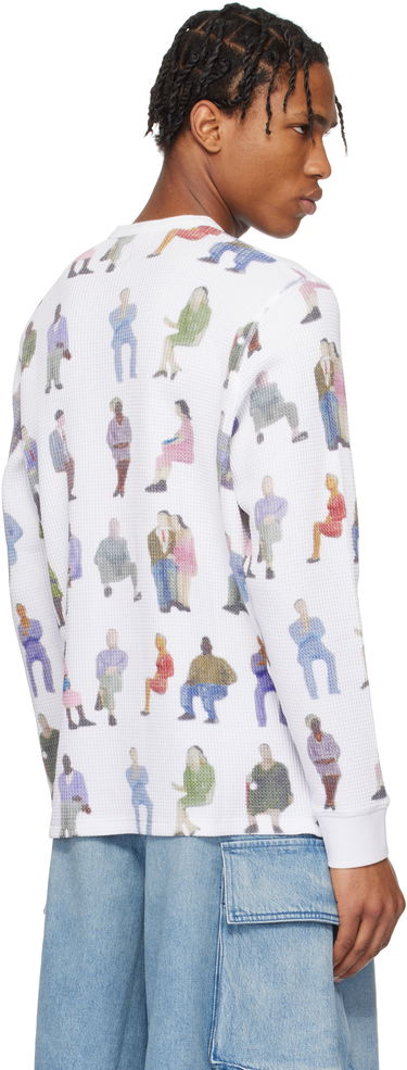 Villapaita JW Anderson JW Anderson Printed Waffle Henley Valkoinen | JO0260-PG1737, 2