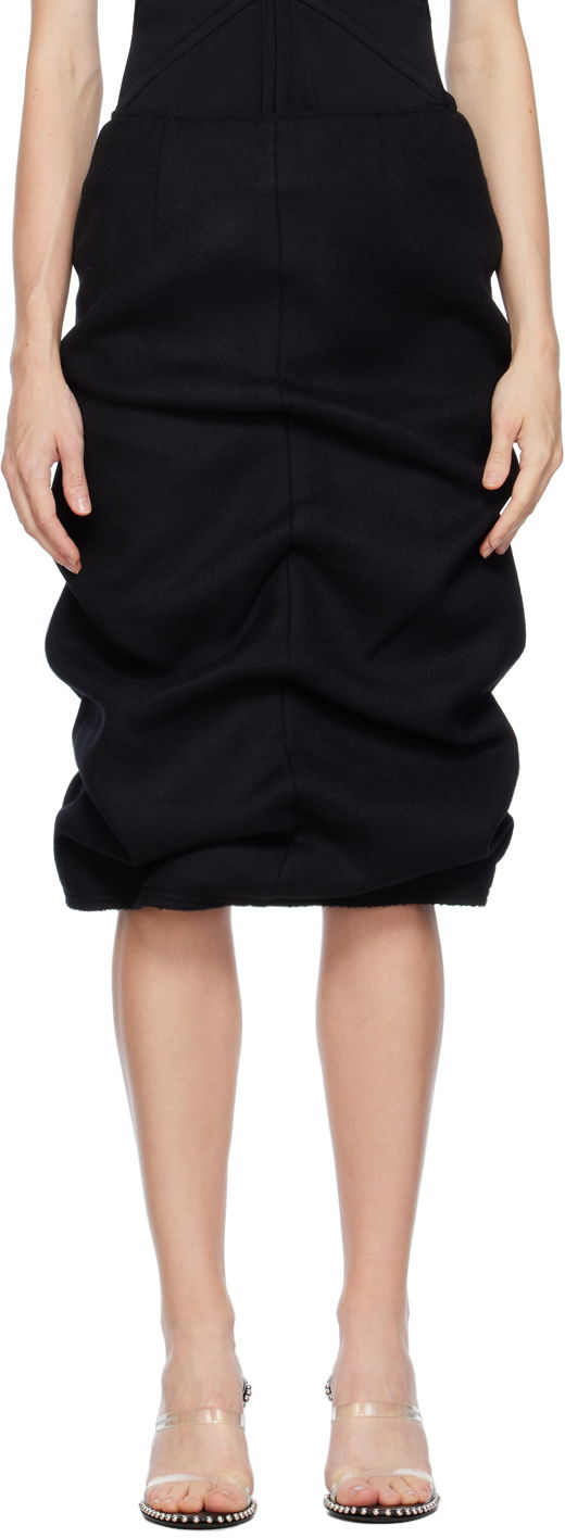 Hame We11done We11done Tucked Midi Skirt Musta | WD-SK3-23-211-W-BK