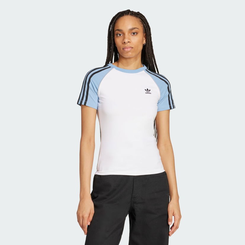 T-paita adidas Performance Adicolor 3-Stripes Raglan Slim T-Shirt Valkoinen | JV7191