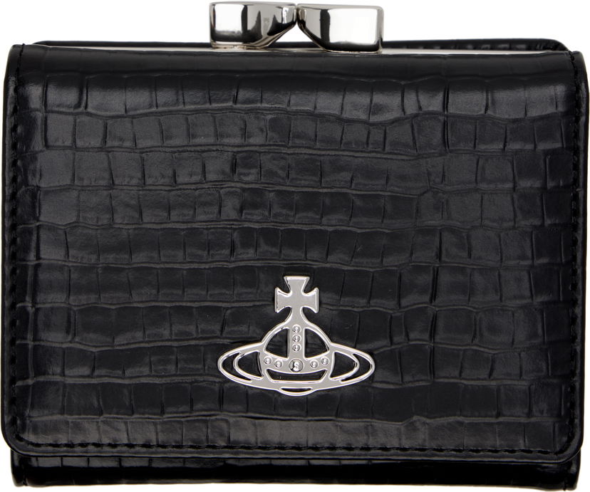 Lompakko Vivienne Westwood Vivienne Westwood Small Croc-Embossed Frame Wallet Musta | 5115002NW-L00C0-